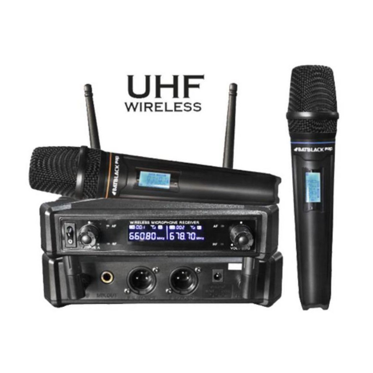 BATBLACK - Micrófono Profesional Inalámbrico BATBLACK 50M BT-M43 PRO Negro