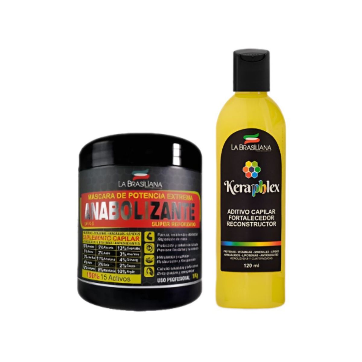 LA BRASILIANA - Anabolizante Capilar 1Lt + Aditivo Keraplex Forta Y Restaur 120Ml La Brasiliana