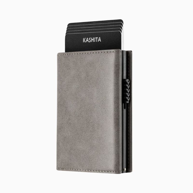 GENERICO - Billetera con tarjetero RFID Antirrobo con Monedero Gris - Kashita