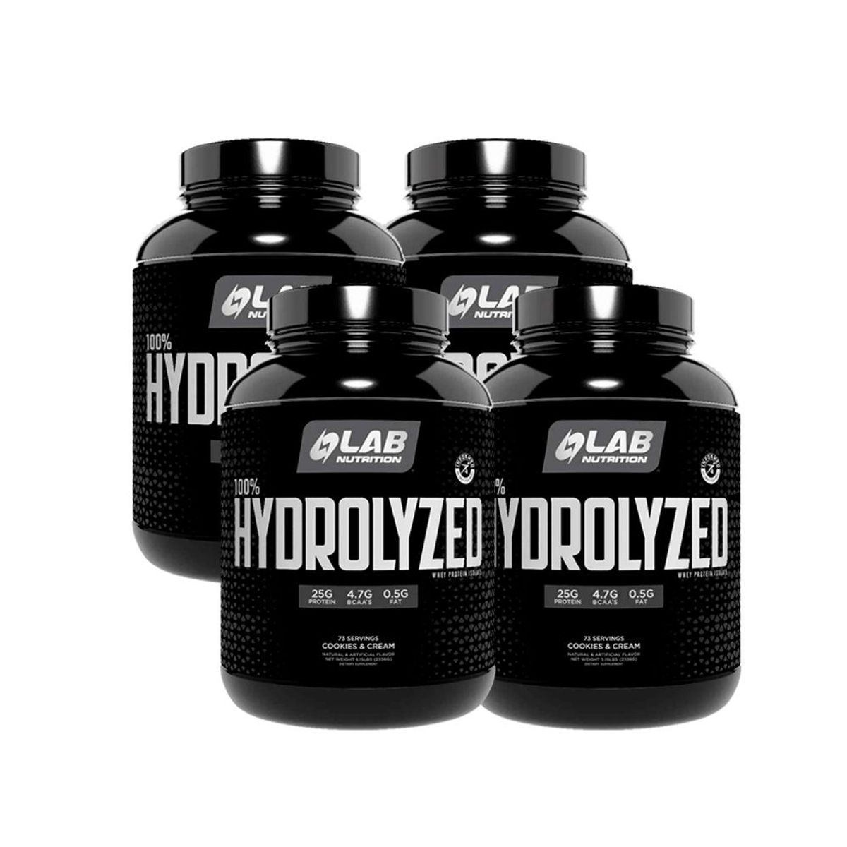 LAB NUTRITION USA - Pack 04 Lab Nutrition 100% HYDROLYZED Cookies and cream 5LB