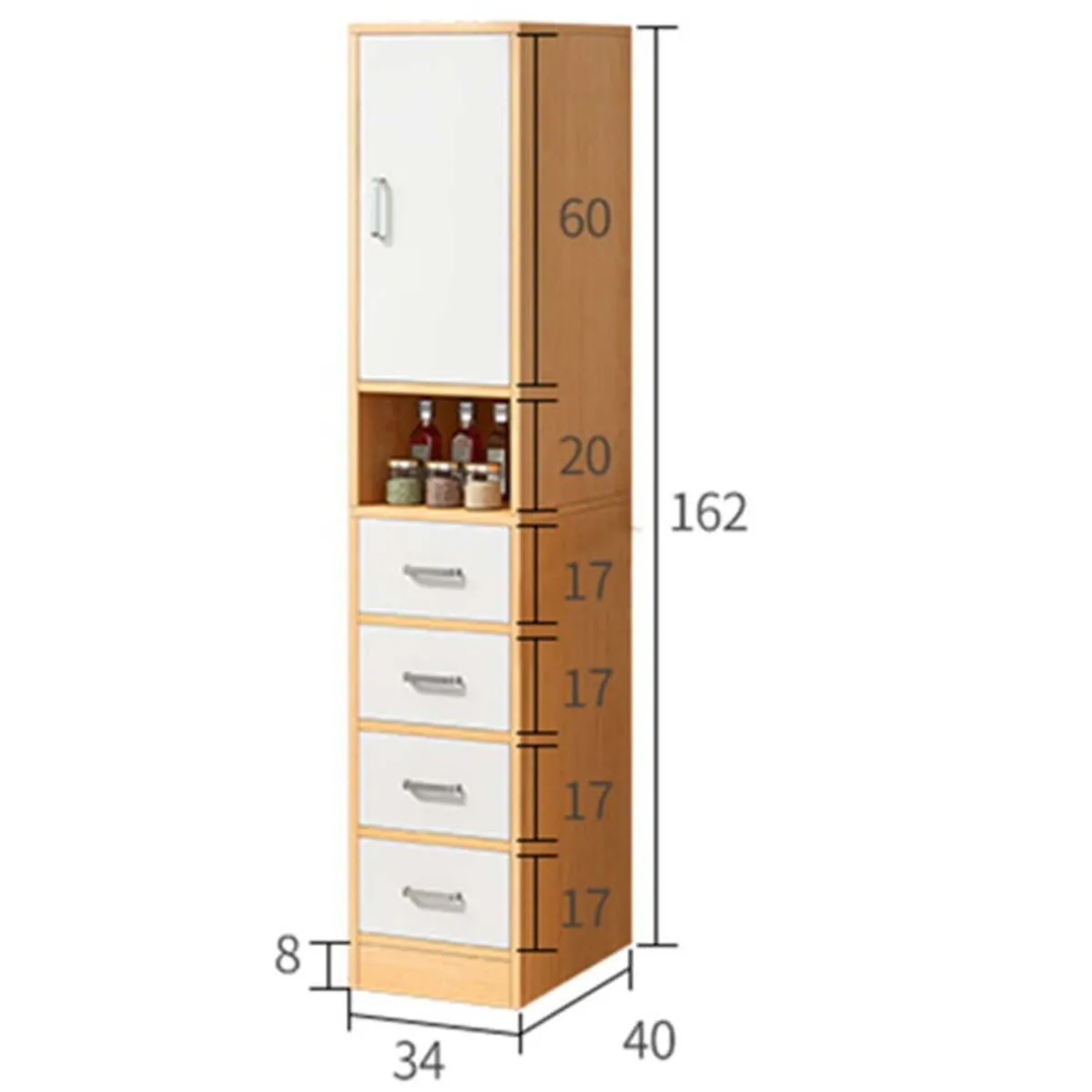TU MESITA - Repostero alto de cocina Multiusos Miranda color BlancoDuna TU MESITA