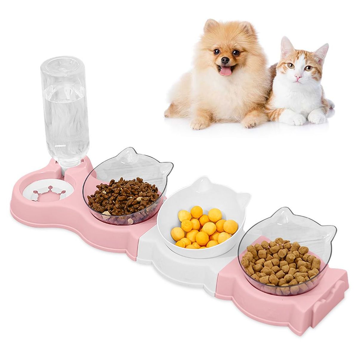 KELLER - Comedero Dispensador Bebedero 3 Platos para Mascotas RS HQ9