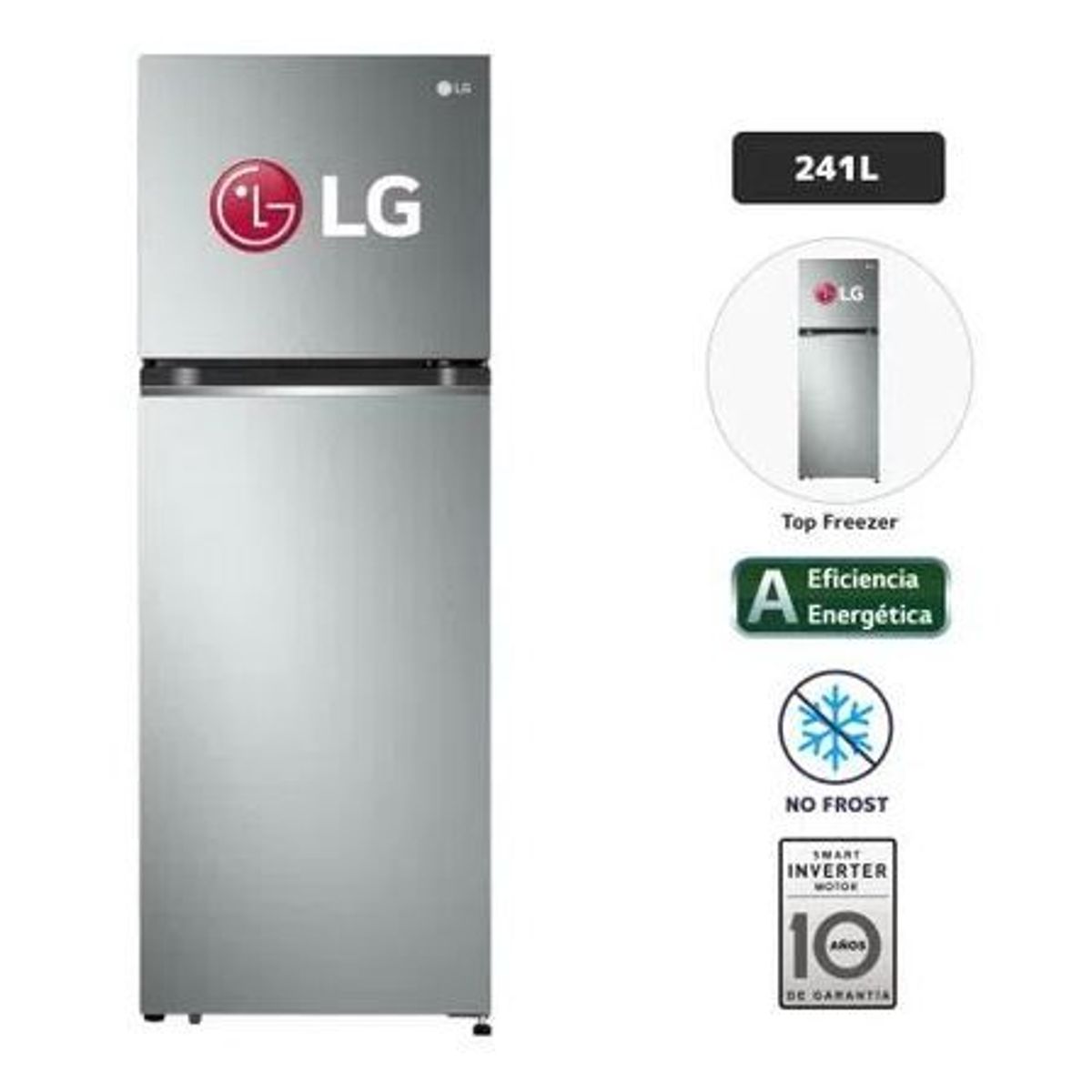LG - Refrigeradoras REFRIGERADORA LG 241L GT24BPP TOP FREEZER DOOR COOLING PLATEADA