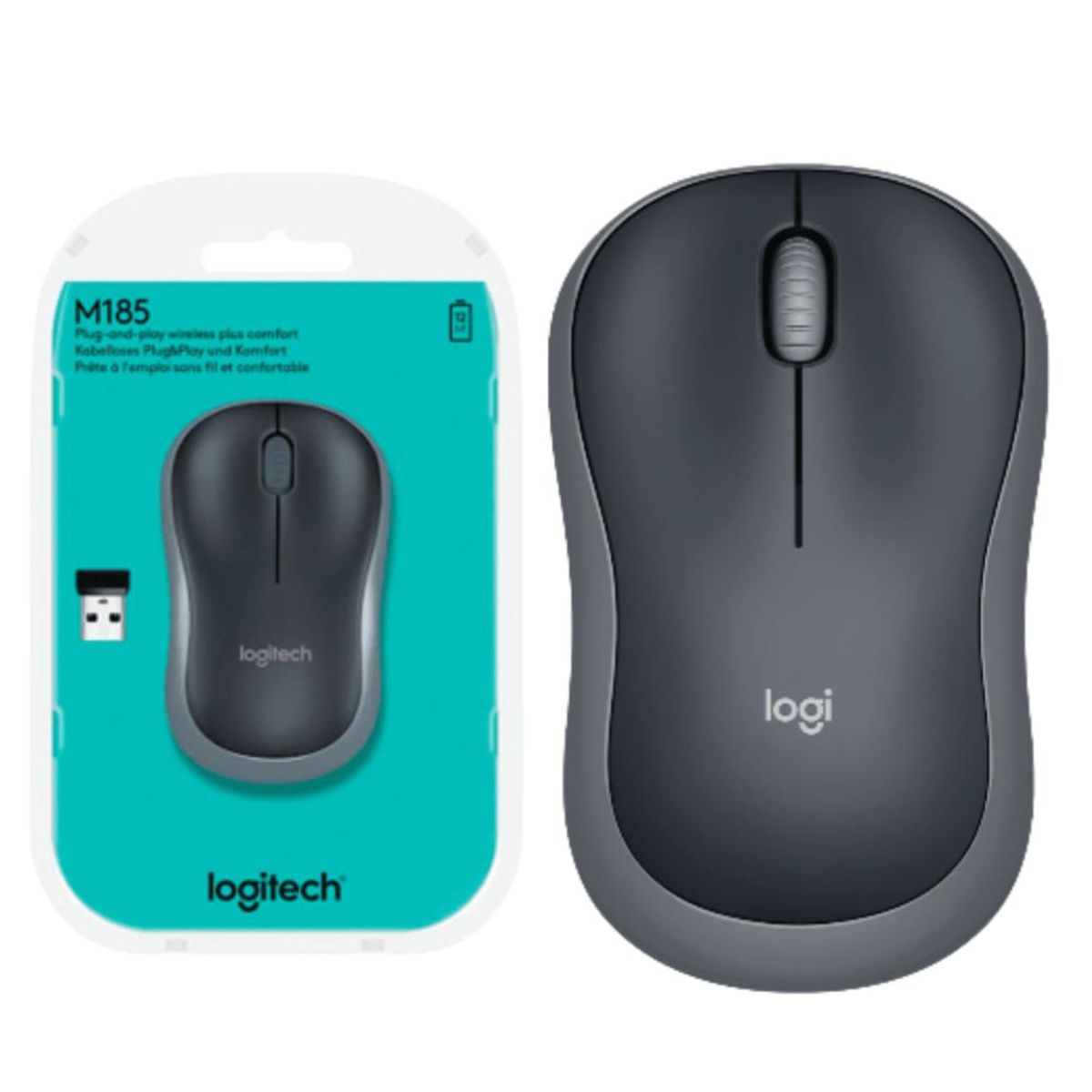 LOGITECH - MOUSE INALÁMBRICO LOGITECH M185 DPI 1000 3 BOTONES GRIS