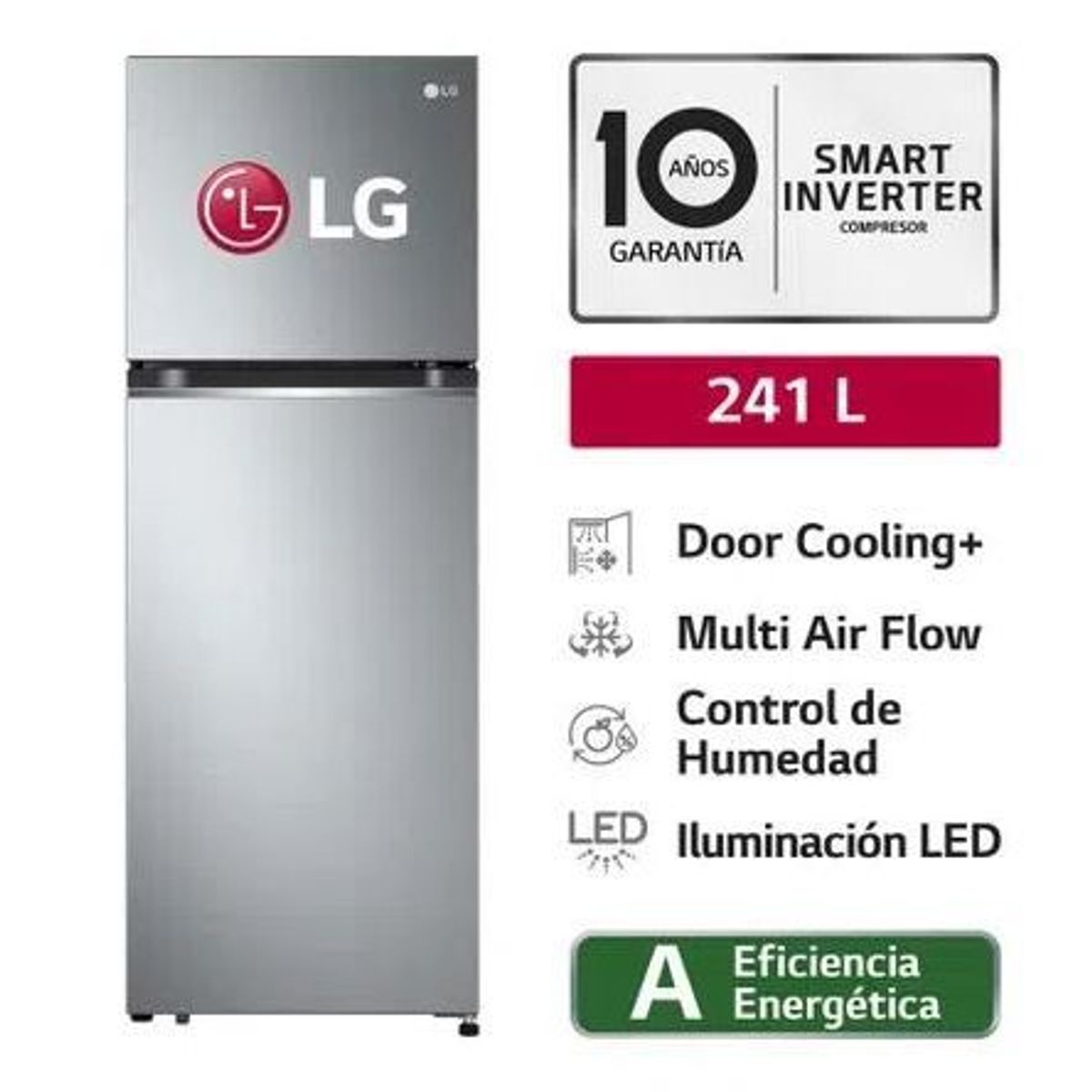 LG - Refrigeradora LG Top Freezer GT24BPP No Frost 241L