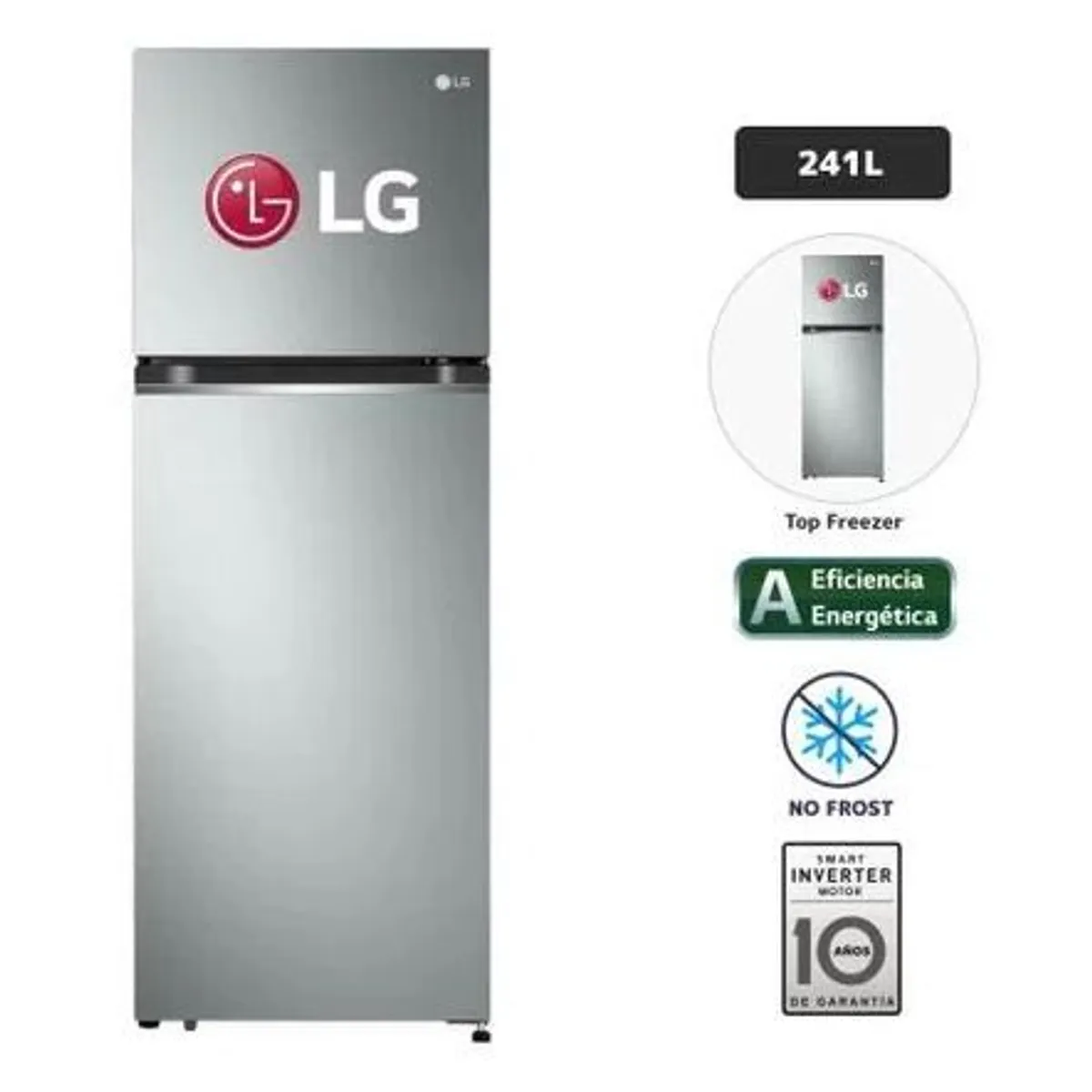 LG - Refrigeradora LG GT24BPP Top Freezer Door Cooling 241L Plateado