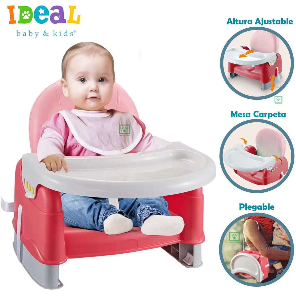 IDEAL - Mesa de Comer Portatil Ideal Plegable Rosado