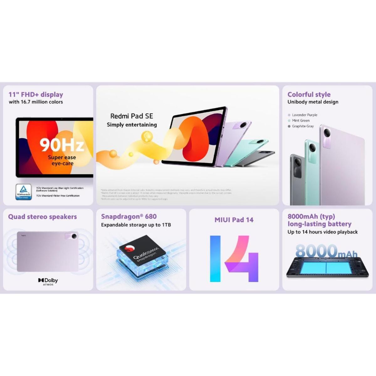 XIAOMI - Tablet Xiaomi Redmi Pad SE 4+128 GB - Purpura