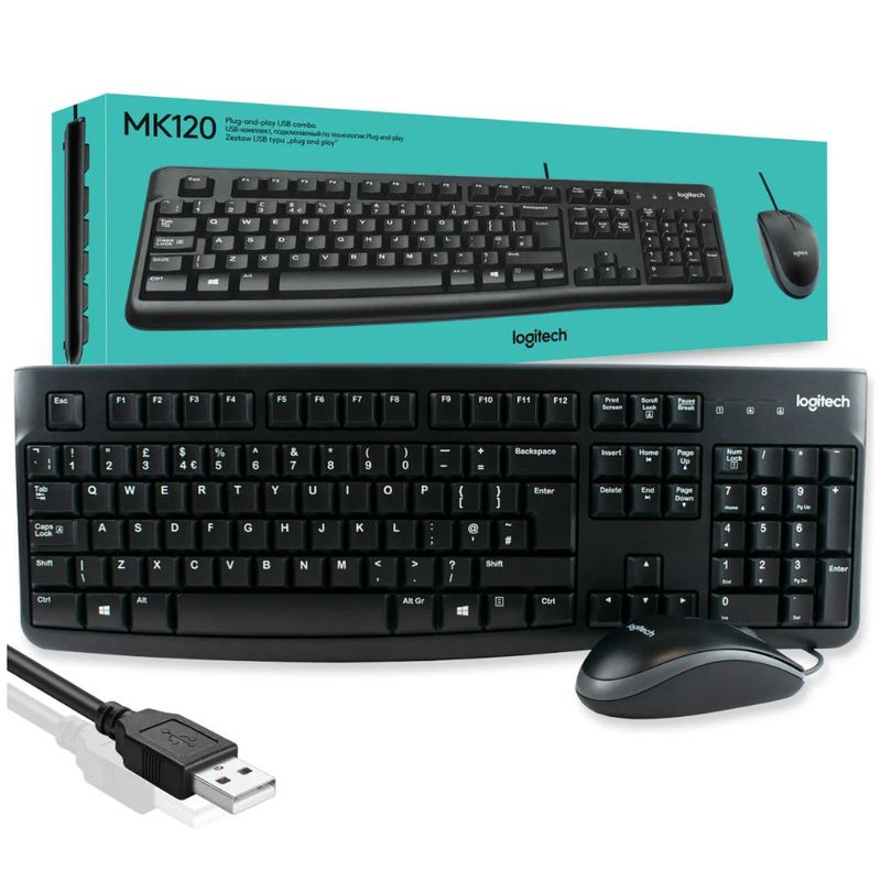 LOGITECH - COMBO ALAMBRICO TECLADO Y MOUSE LOGITECH  MK120 USB