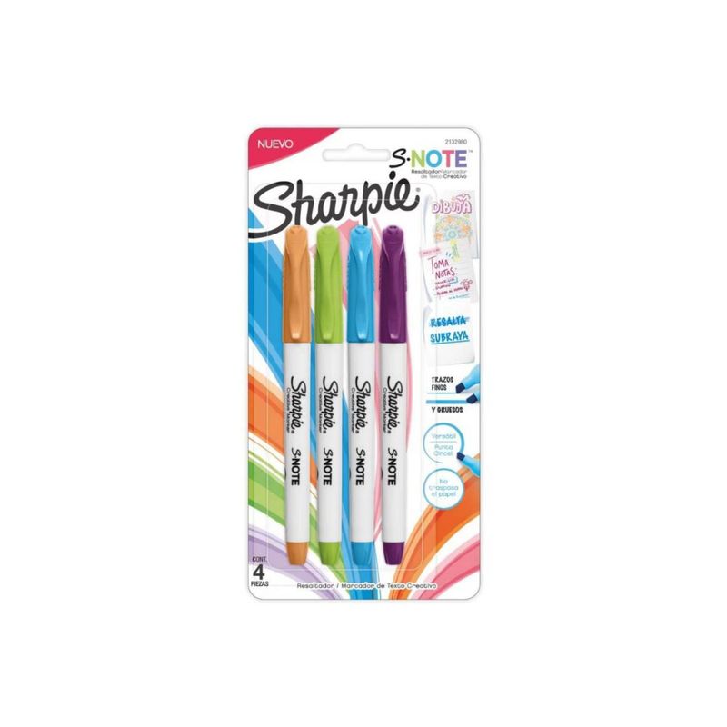 SHARPIE - Resaltador Sharpie Note x4 Colores Intensos 2132980