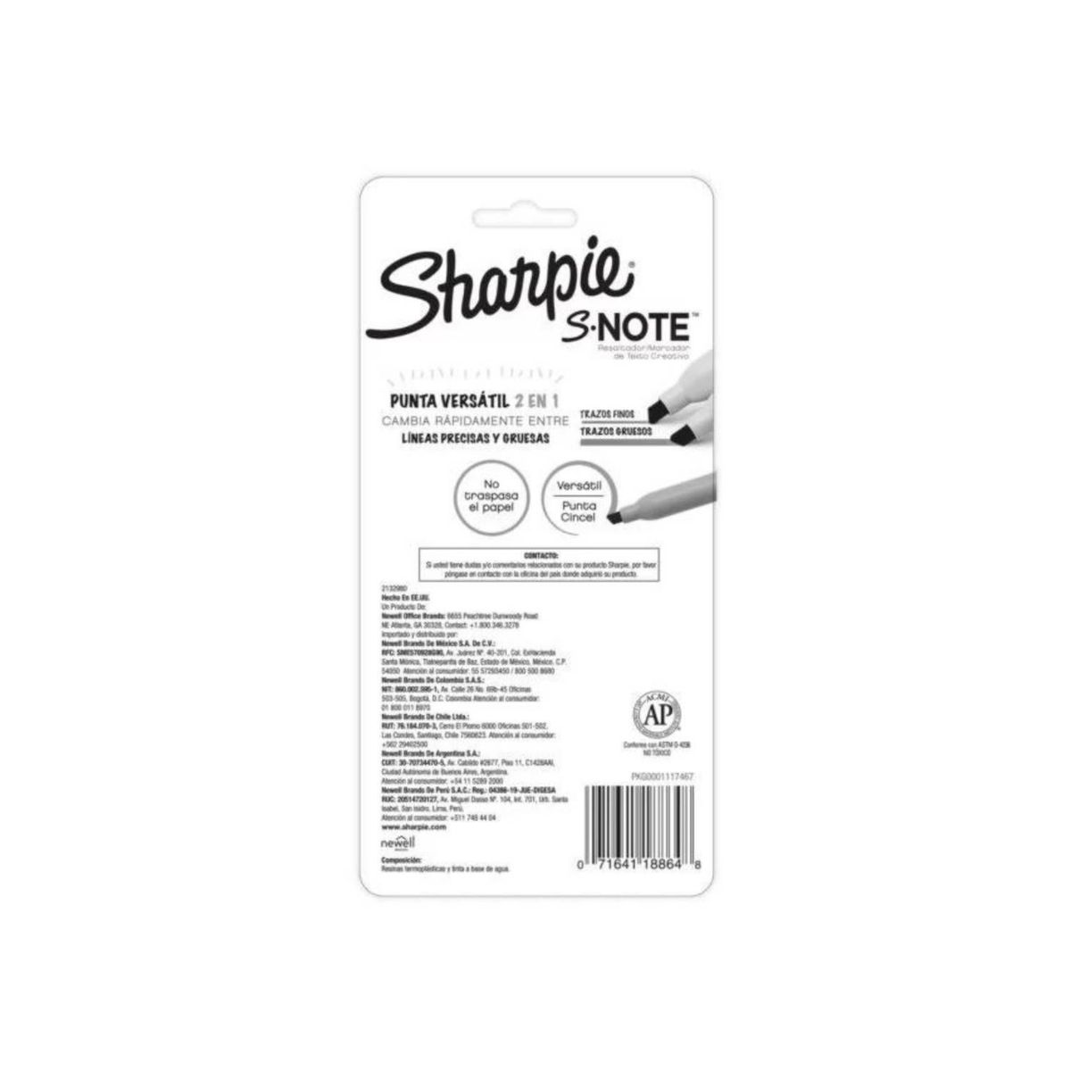 SHARPIE - Resaltador Sharpie Note x4 Colores Intensos 2132980