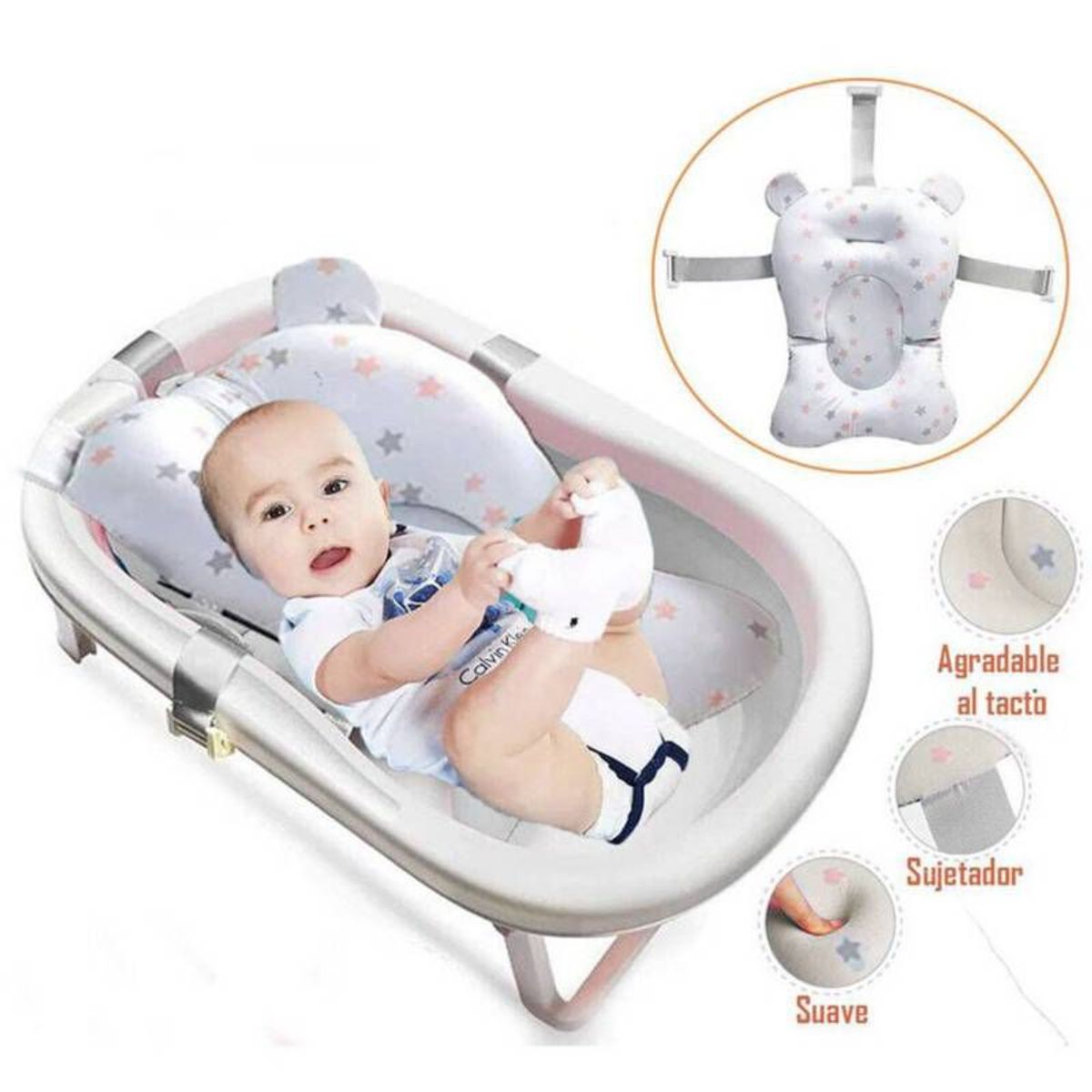 GENERICO - Almohadilla Cojín para Tina de Baño Blanco