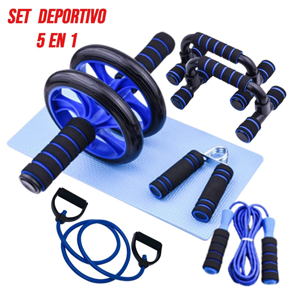 GENERICO - Set Deportivo Rueda 5 en 1 + Push Up + Liga + Grip