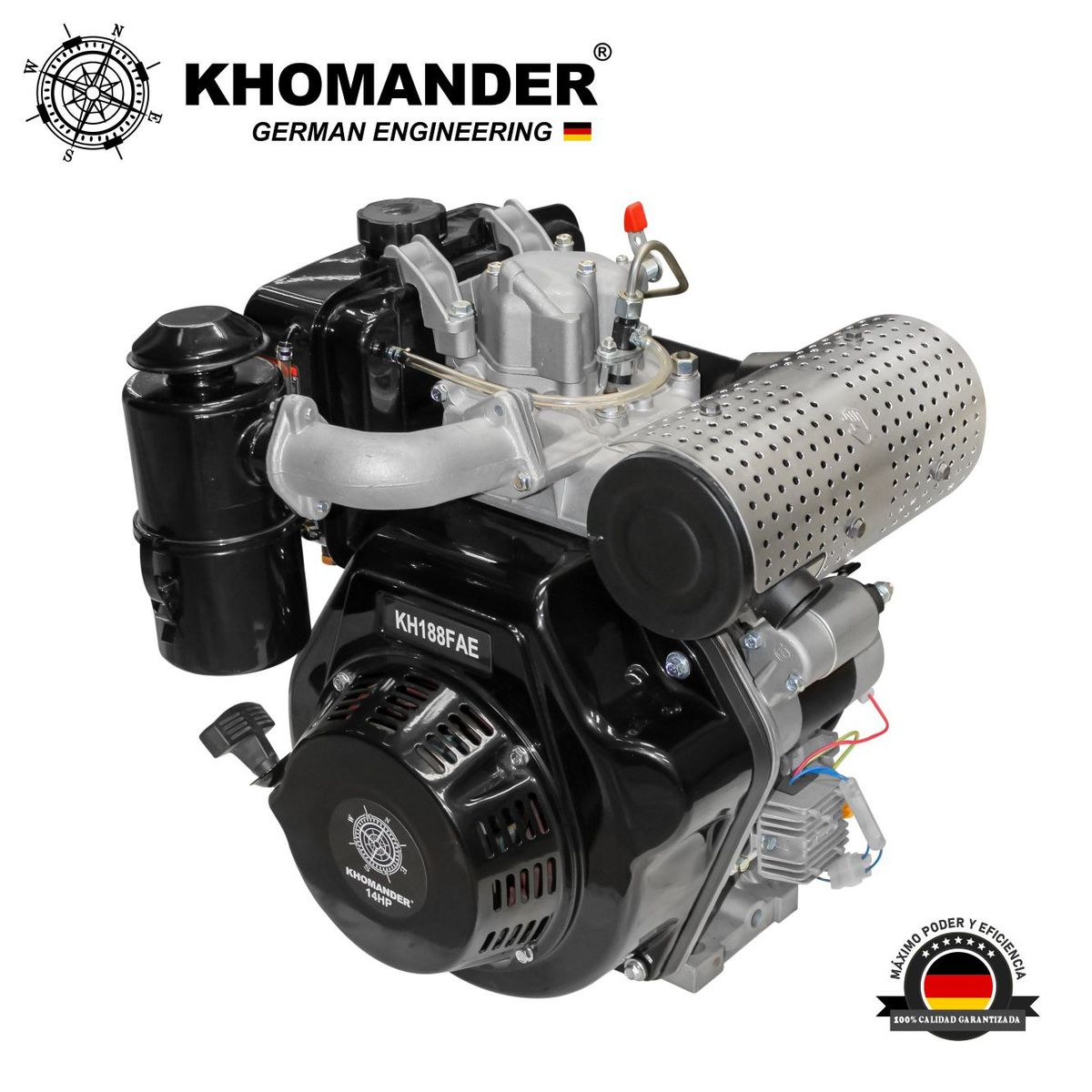 KHOMANDER - MOTOR PETROLERO DIESEL 14HP ARRANQUE ELECTRICO Y MANUAL - KHOMANDER