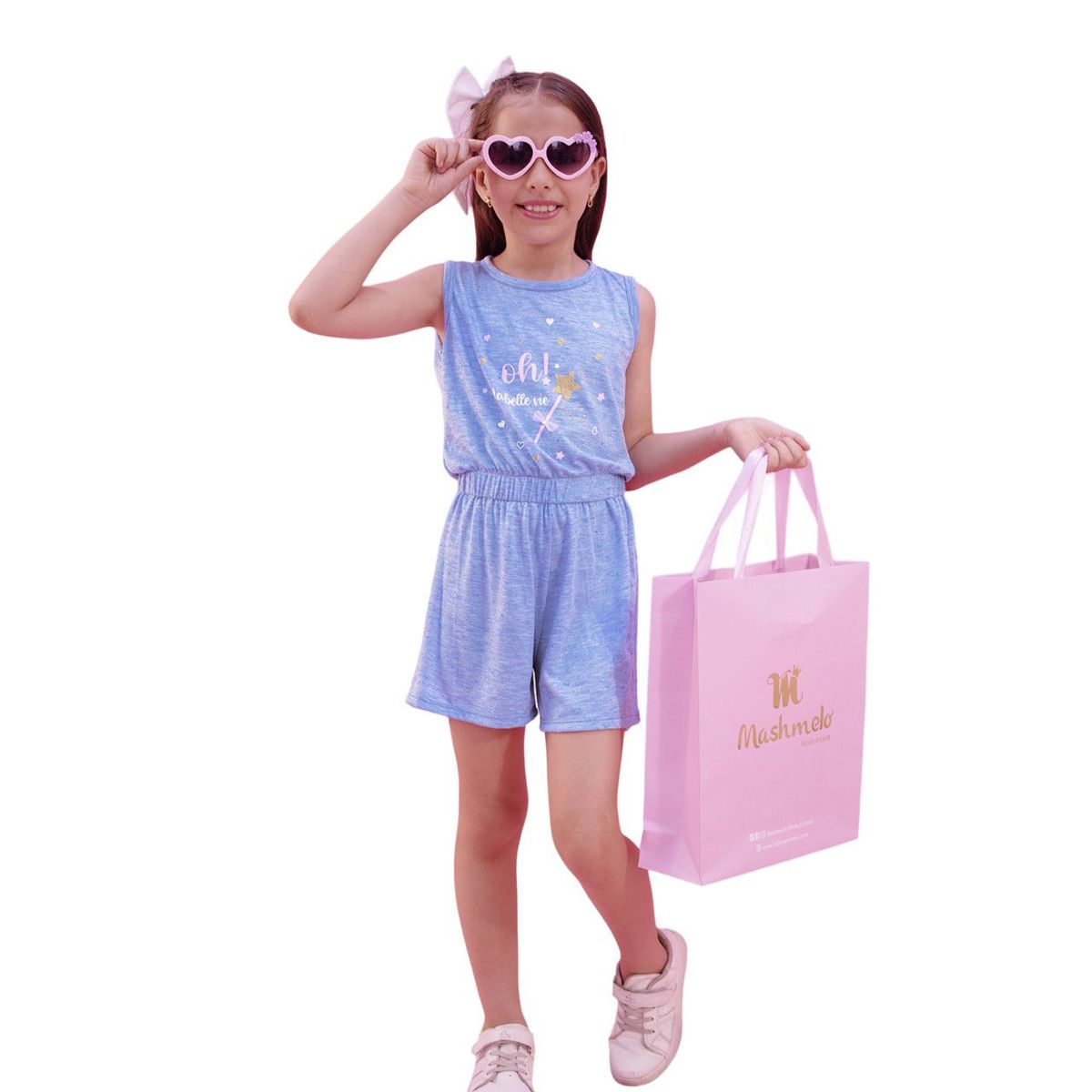 KIDS MASHMELO - Enterizo Niña Algodón Jaspeado Estampado Delantero Kids Mashmelo