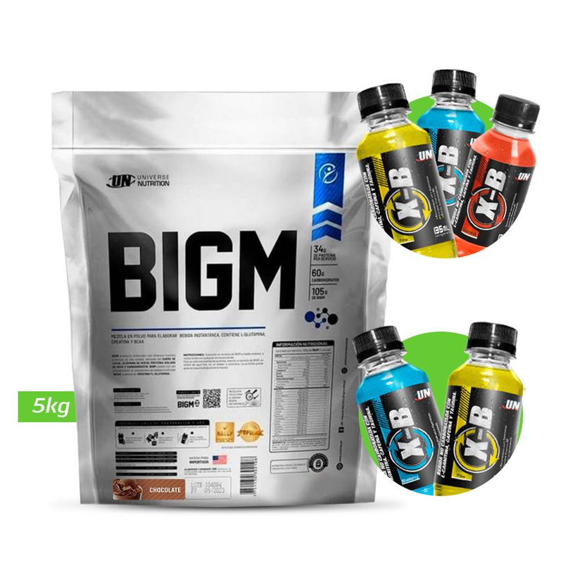 UNIVERSE NUTRITION - BIGM 5KG GANADOR DE MASA MUSCULAR UN Chocolate + REGALOS
