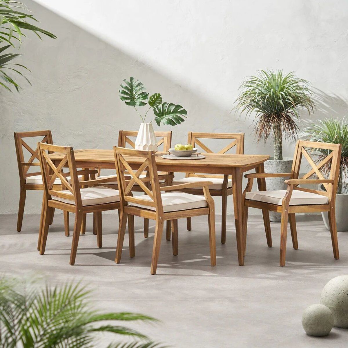 HOME PREMIUM - Juego de Comedor 6 Sillas Terraza Mirna Beige