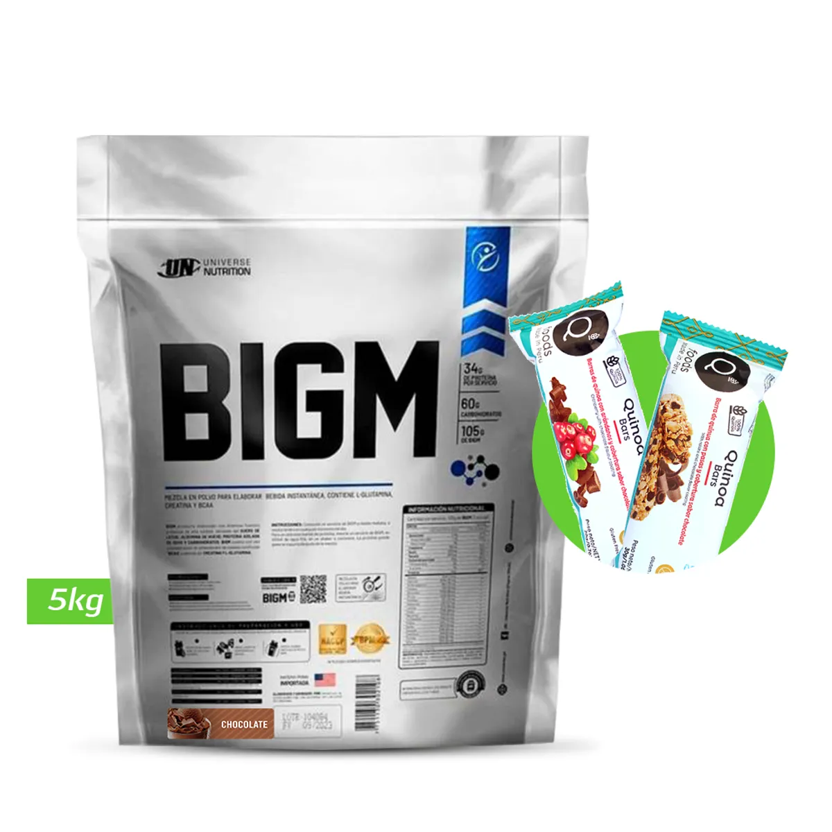 UNIVERSE NUTRITION - BIGM 5KG PROTEÍNA PARA GANAR MASA MUSCULAR CHOCOLATE UN + REGALO