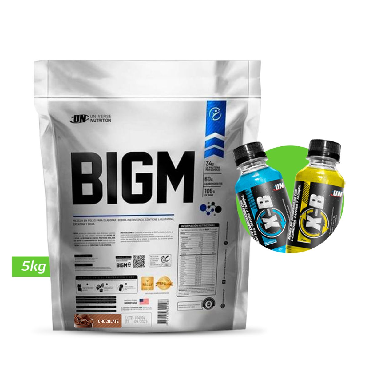 UNIVERSE NUTRITION - BIGM 5KG GANADOR DE MASA MUSCULAR UN Chocolate + REGALOS