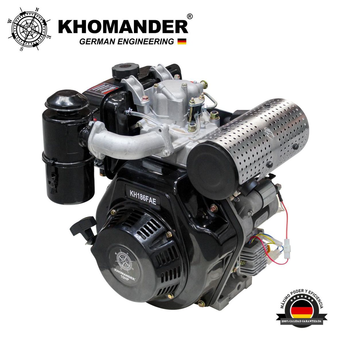 KHOMANDER - MOTOR PETROLERO DIESEL 10HP ARRANQUE ELECTRICO Y MANUAL - KHOMANDER