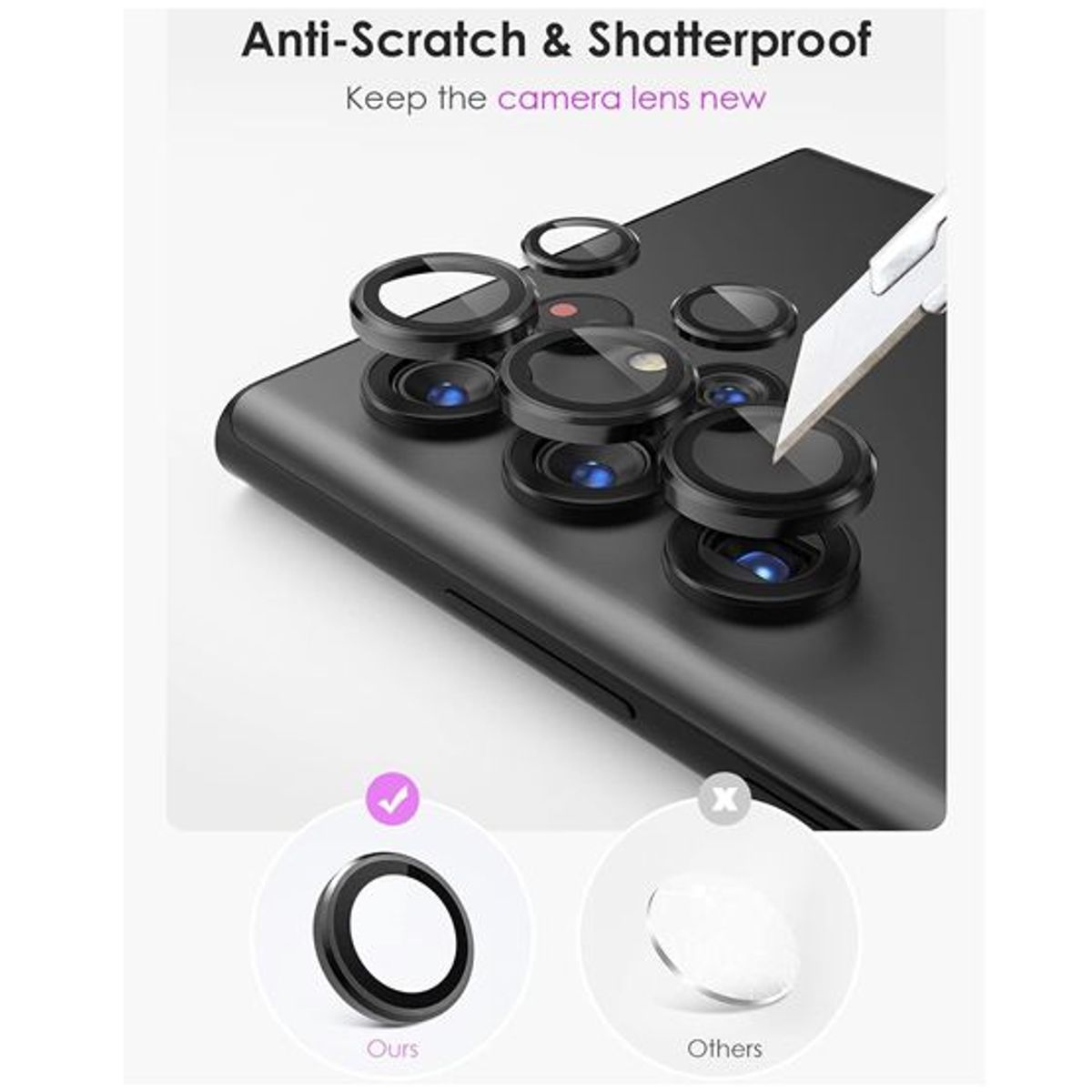 GENERICO - Protector de Lente para Samsung S24 Ultra Negro