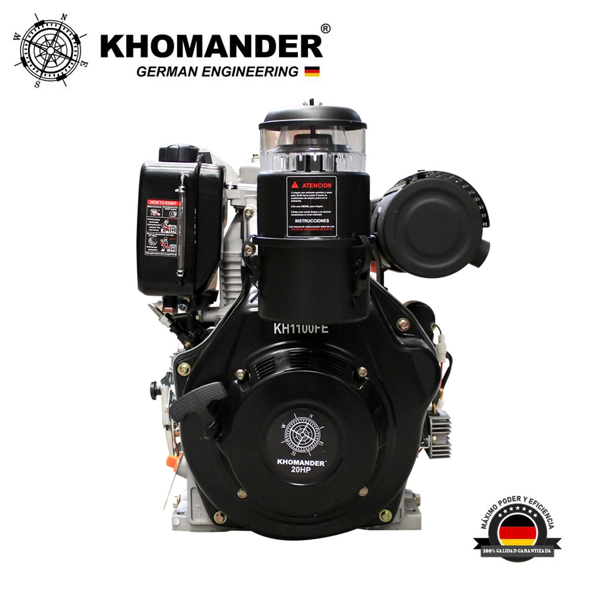 KHOMANDER - MOTOR PETROLERO DIESEL 20HP ARRANQUE ELECTRICO Y MANUAL - KHOMANDER