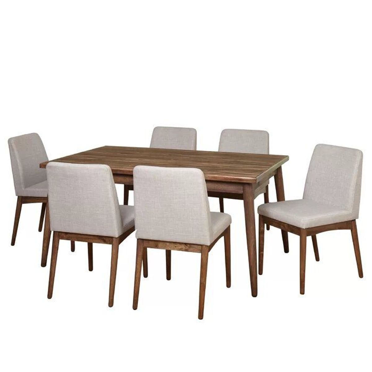 HOME PREMIUM - Juego de Comedor 6 Sillas Paco Beige