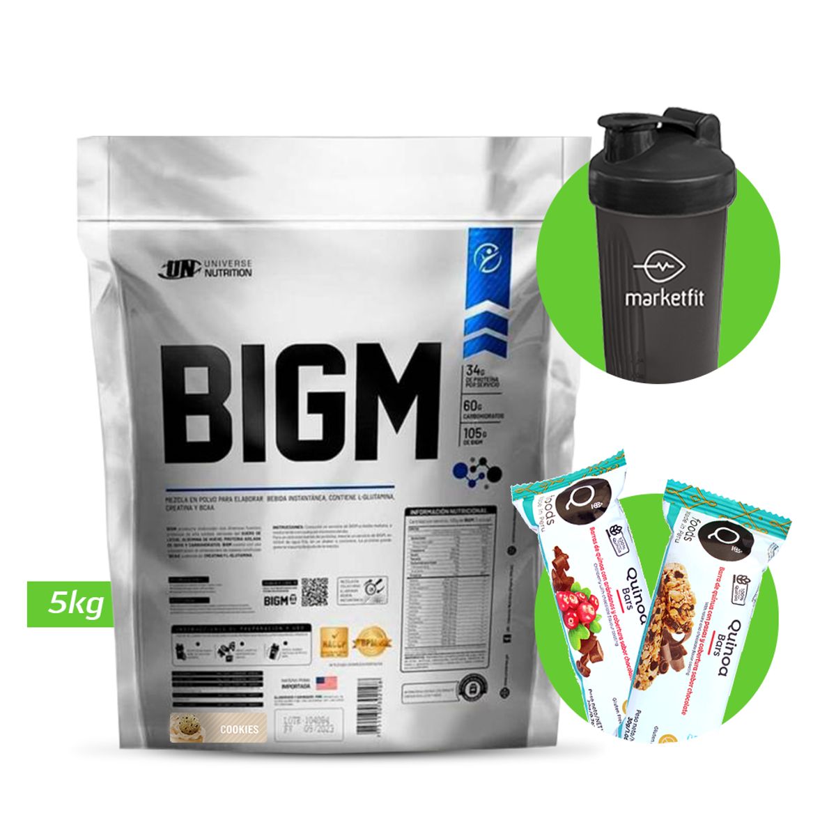 UNIVERSE NUTRITION - BIGM 5KG GANADOR DE MASA MUSCULAR UN Cookies + REGALOS