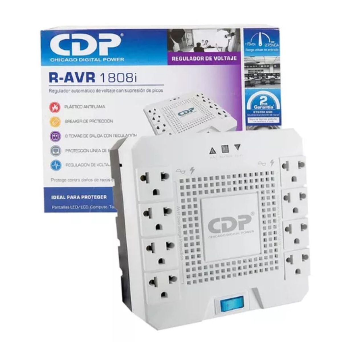 CDP - Estabilizador De Voltaje CDP 8 Salidas R-Avr1808I 1800 Va/1000W