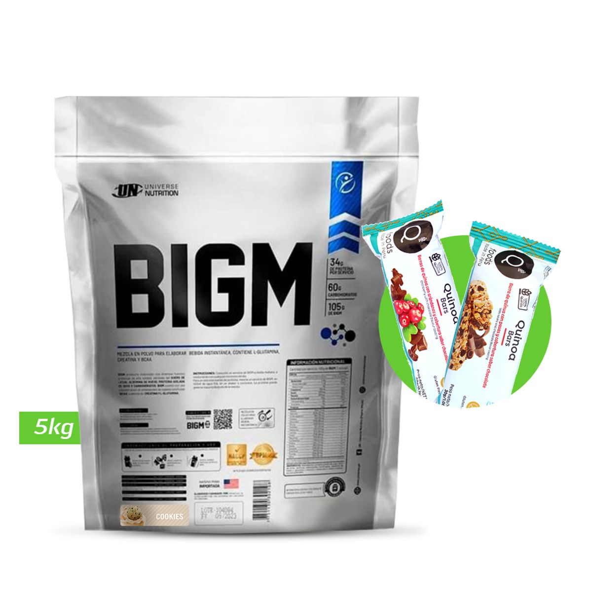 UNIVERSE NUTRITION - BIGM 5KG GANADOR DE MASA MUSCULAR UN Cookies + REGALOS