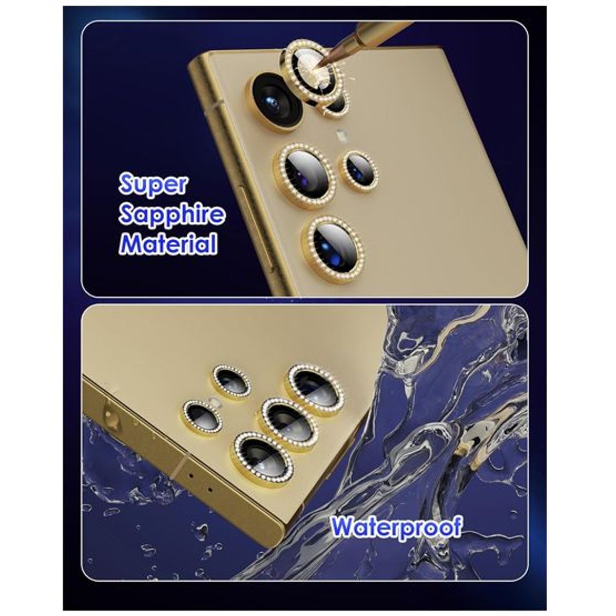 GENERICO - Protector de Lente para Samsung S24 Ultra Diamante Dorado