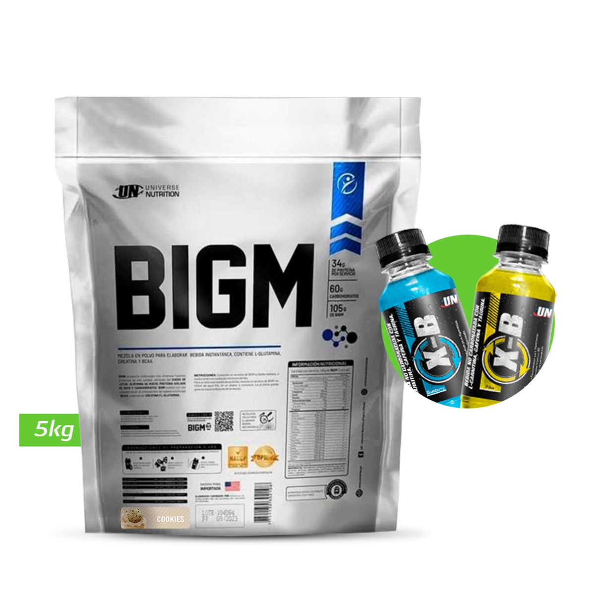 UNIVERSE NUTRITION - BIGM 5KG GANADOR DE MASA MUSCULAR UN Cookies + REGALOS