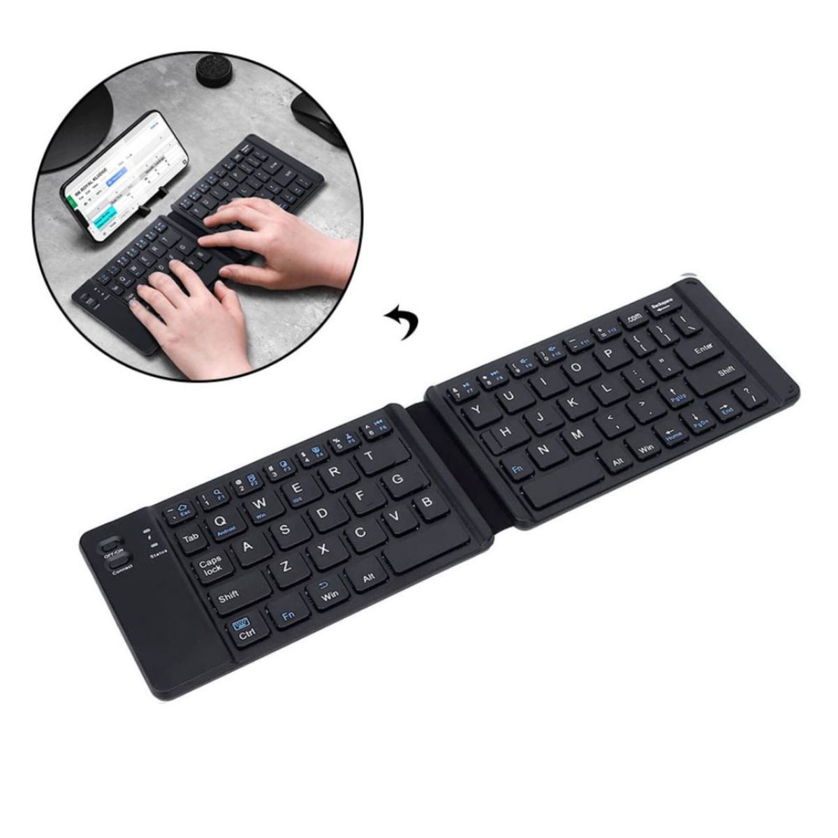 GENERICO - TECLADO BLUETOOTH PLEGABLE RECARGABLE PARA IOS ANDROID WINDOWNS