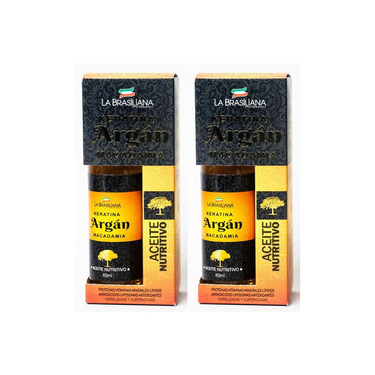 LA BRASILIANA - Aceite Capilar Nutritivo De Argán La Brasiliana 60 Ml x 2Unids