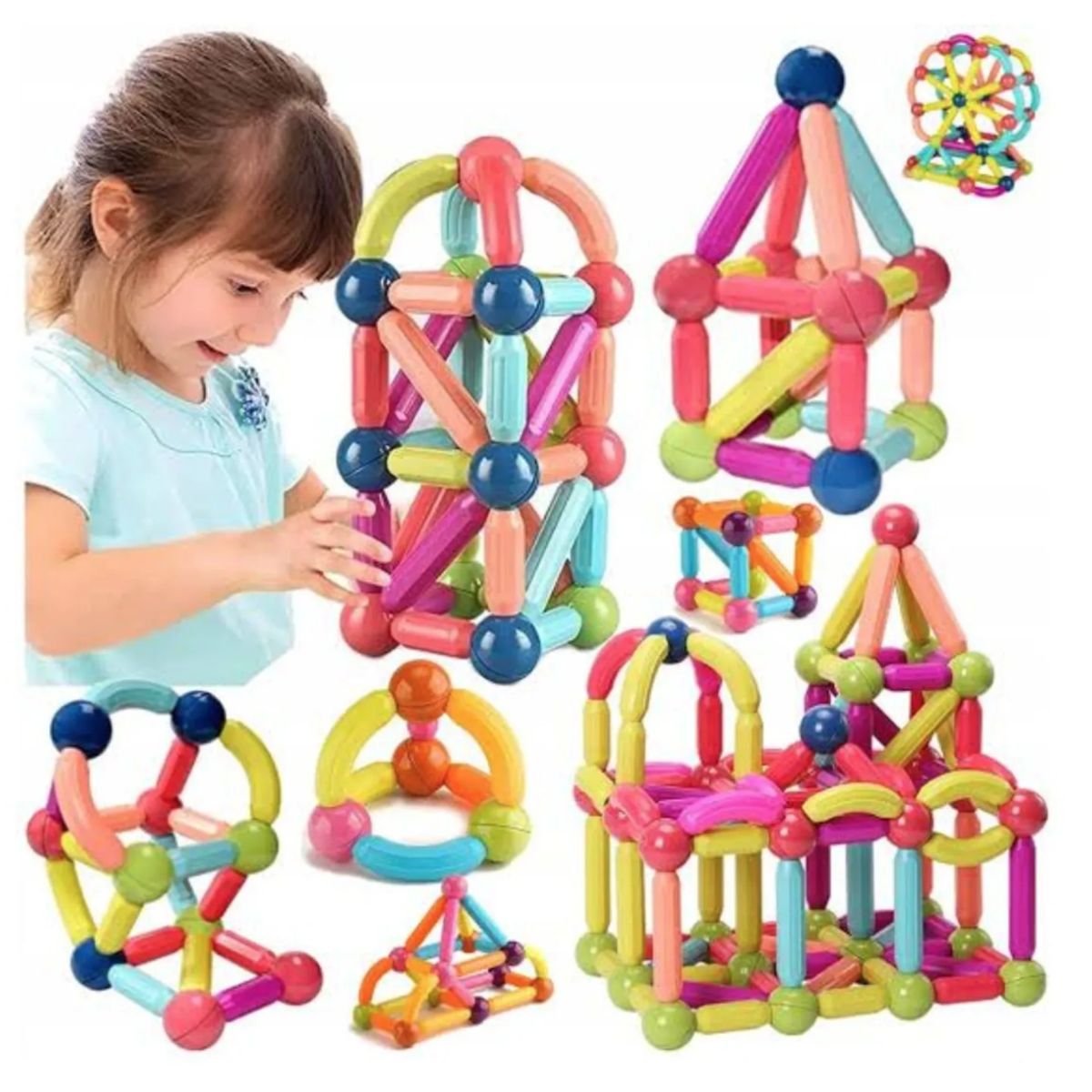 GENERICO - 72 Piezas De Bloques Magneticos Construccion Creativa Niños