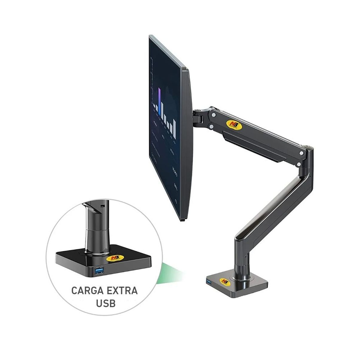 NB NORTH BAYOU - Rack soporte brazo monitor y bandeja de laptop North Bayou G40+FP-2