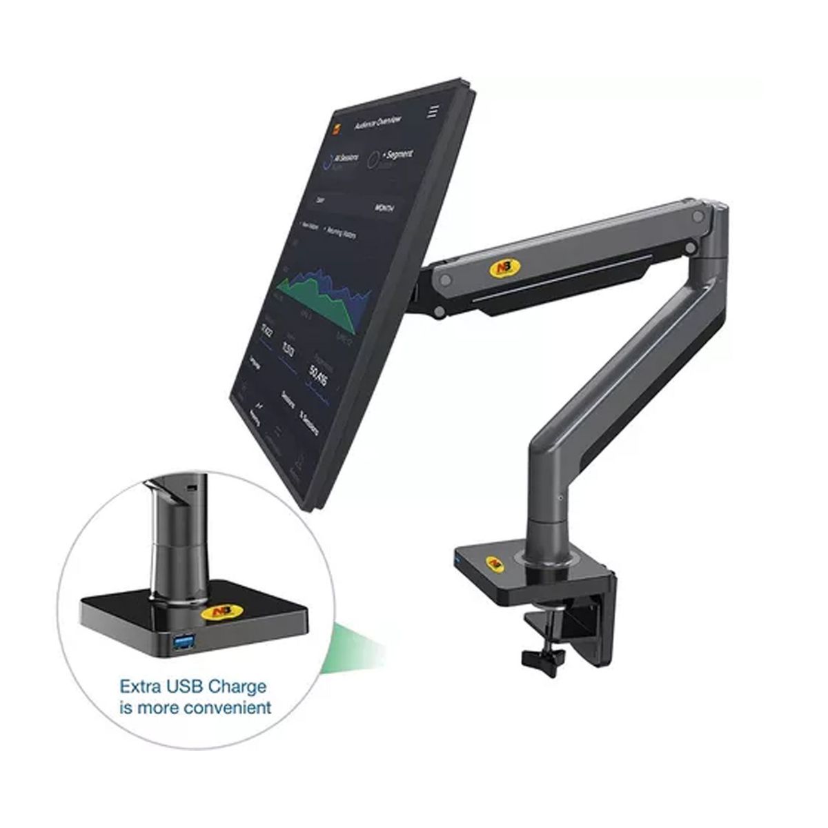 NB NORTH BAYOU - Rack soporte brazo monitor y bandeja de laptop North Bayou G45+FP-2