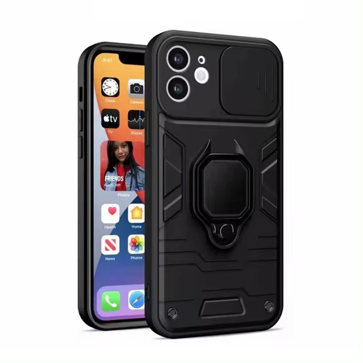 GENERICO - Funda para Xiaomi Redmi Note 11 Pro 5G New Robot Negro + Protector Cam