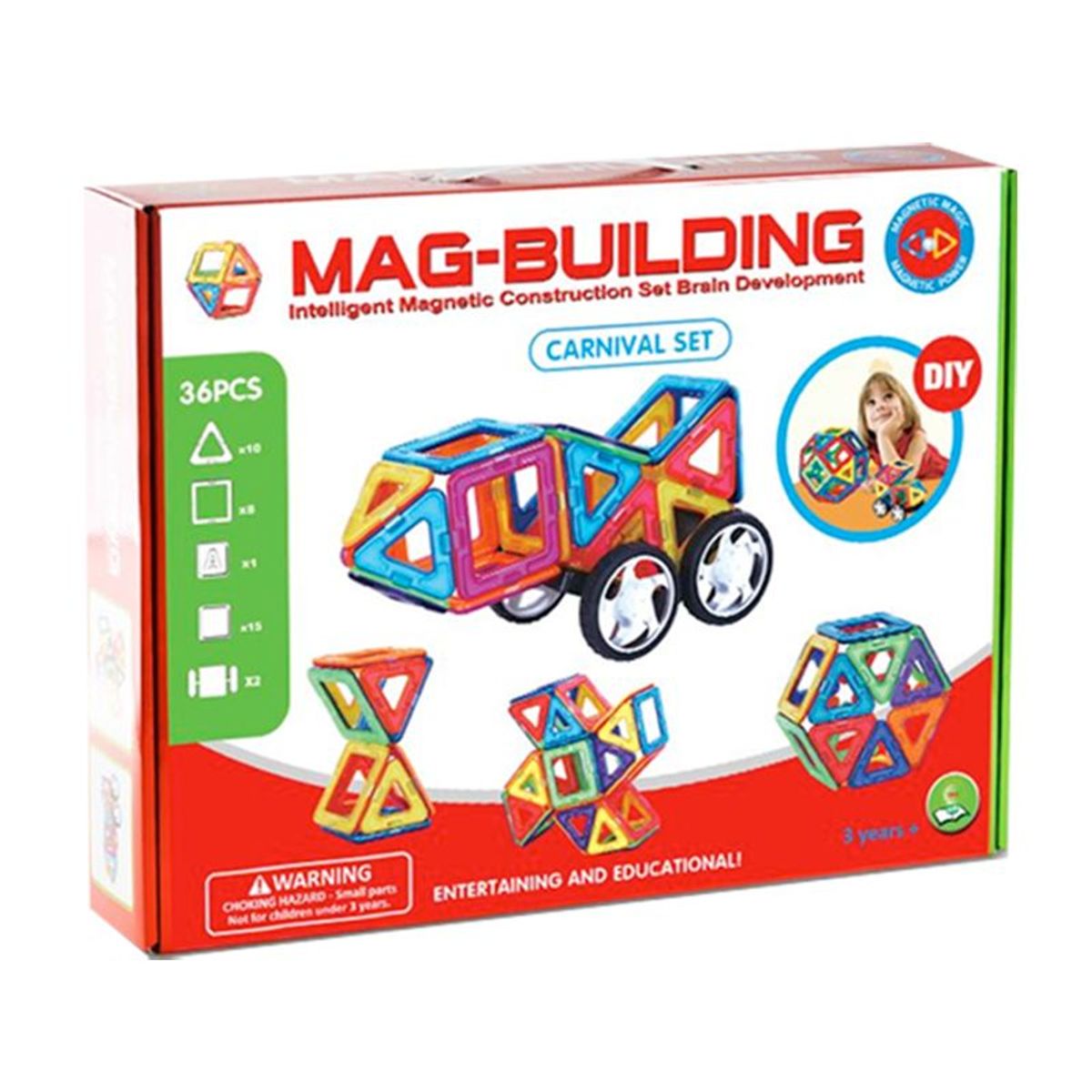 GENERICO - Bloques Magneticos 36 Pzas Multibloques De Construccion