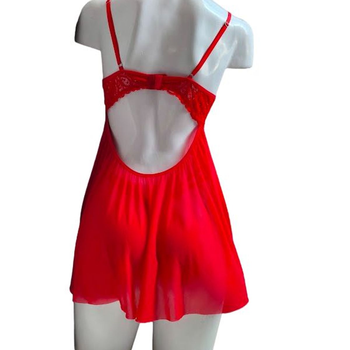GENERICO - BABYDOLL DE ENCAJE ROJO MUJER