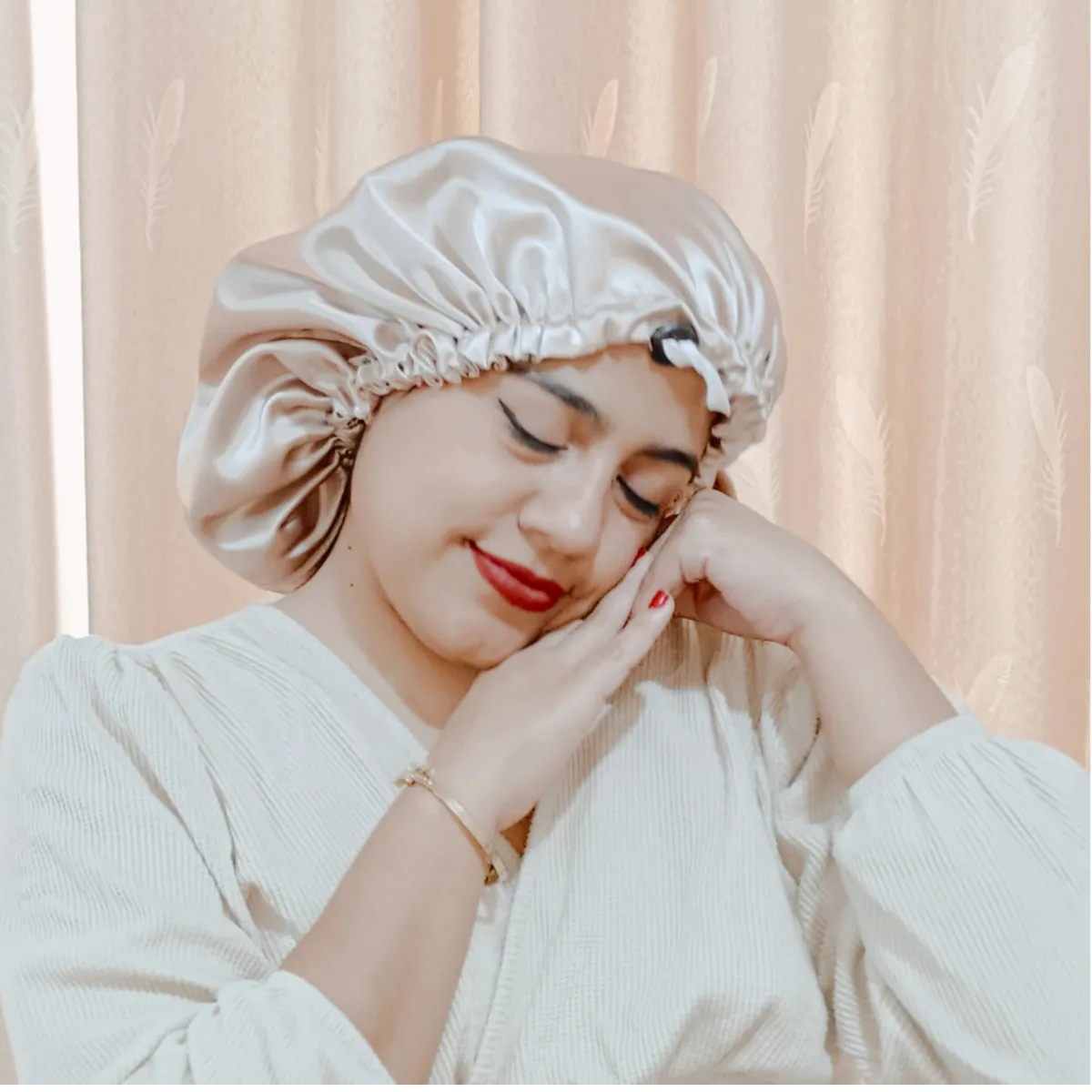 GENERICO - Gorro Antifrizz en Satín para Dormir - Color Arena