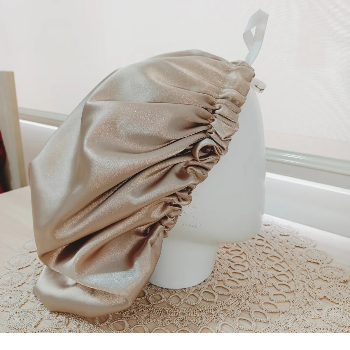 GENERICO - Gorro Antifrizz en Satín para Dormir - Color Arena