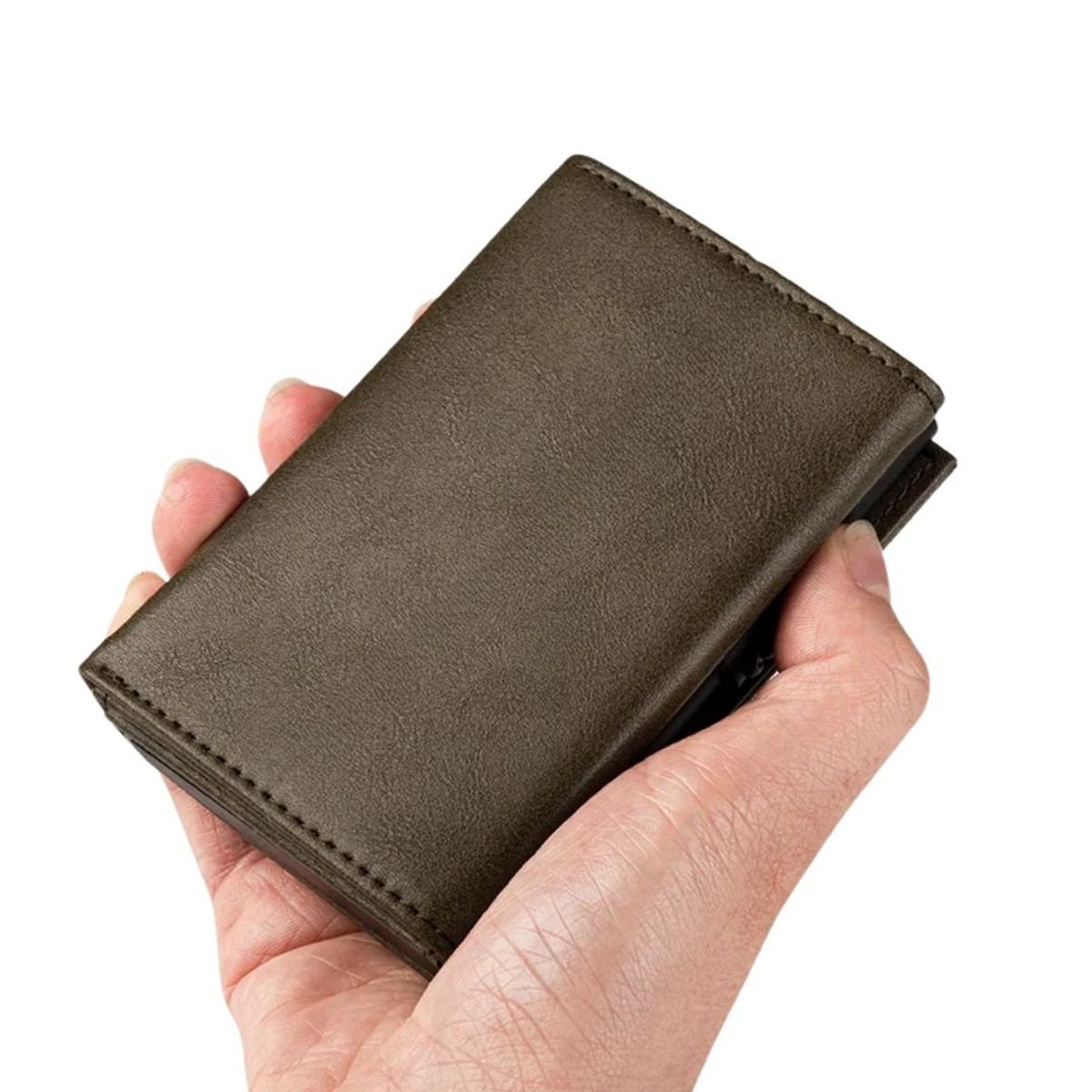 KASHITA - Billetera Premium RFID Clásica Olivo - Kashita Perú