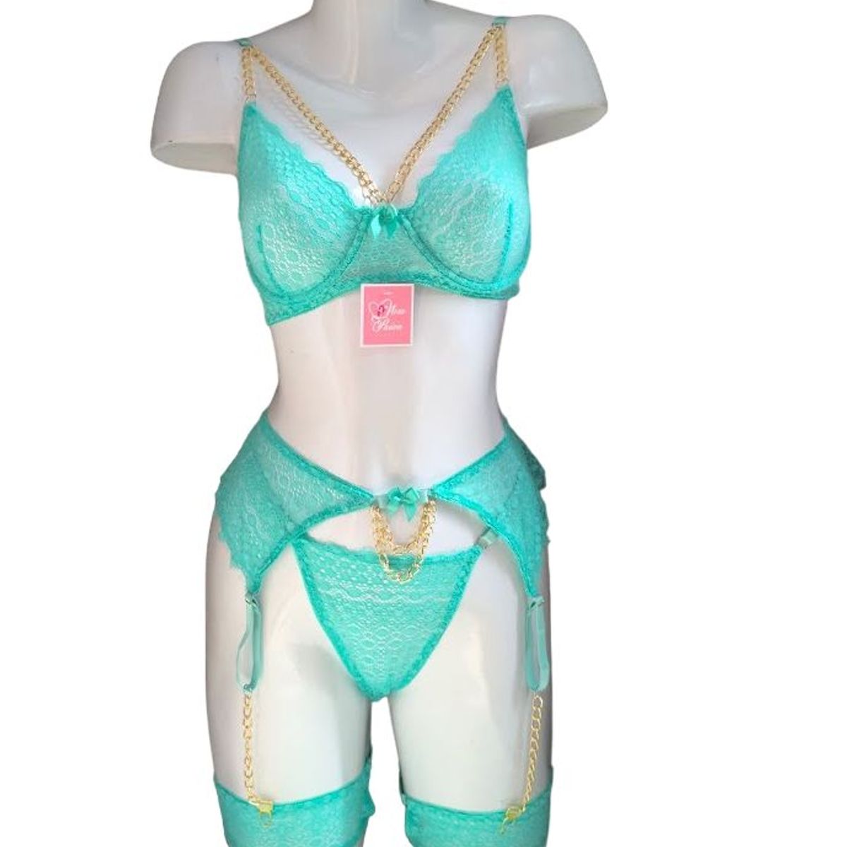 GENERICO - LENCERIA DE ENCAJE CON LIGUERO S M L XL