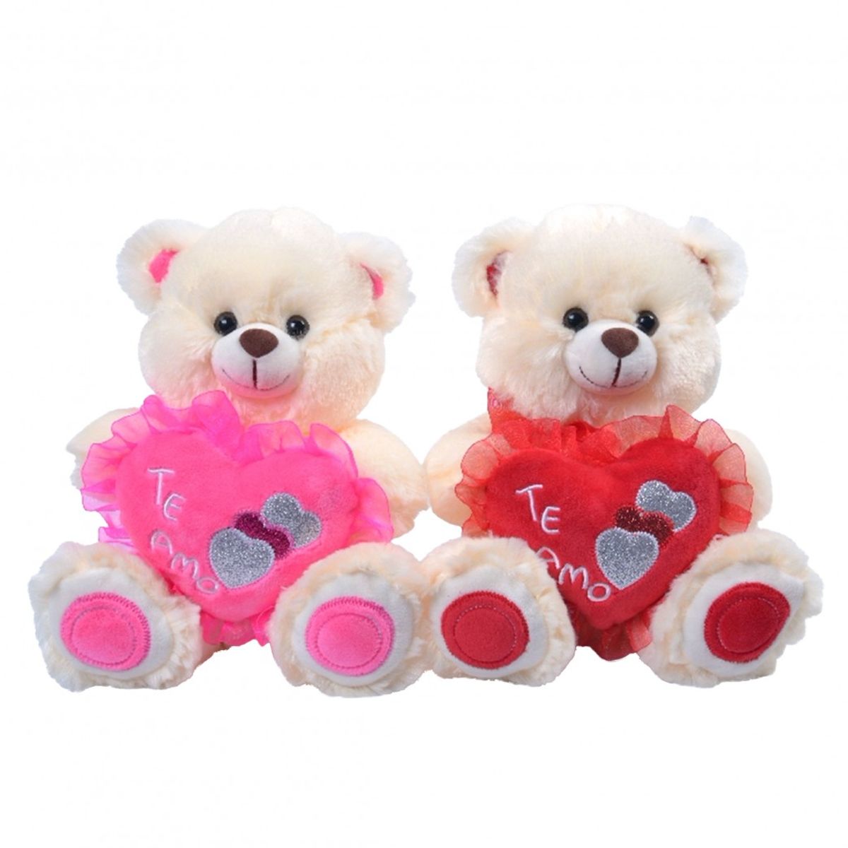 GENERICO - Peluche Oso CON CORAZON Y BLONDA MUSICAL 30CM