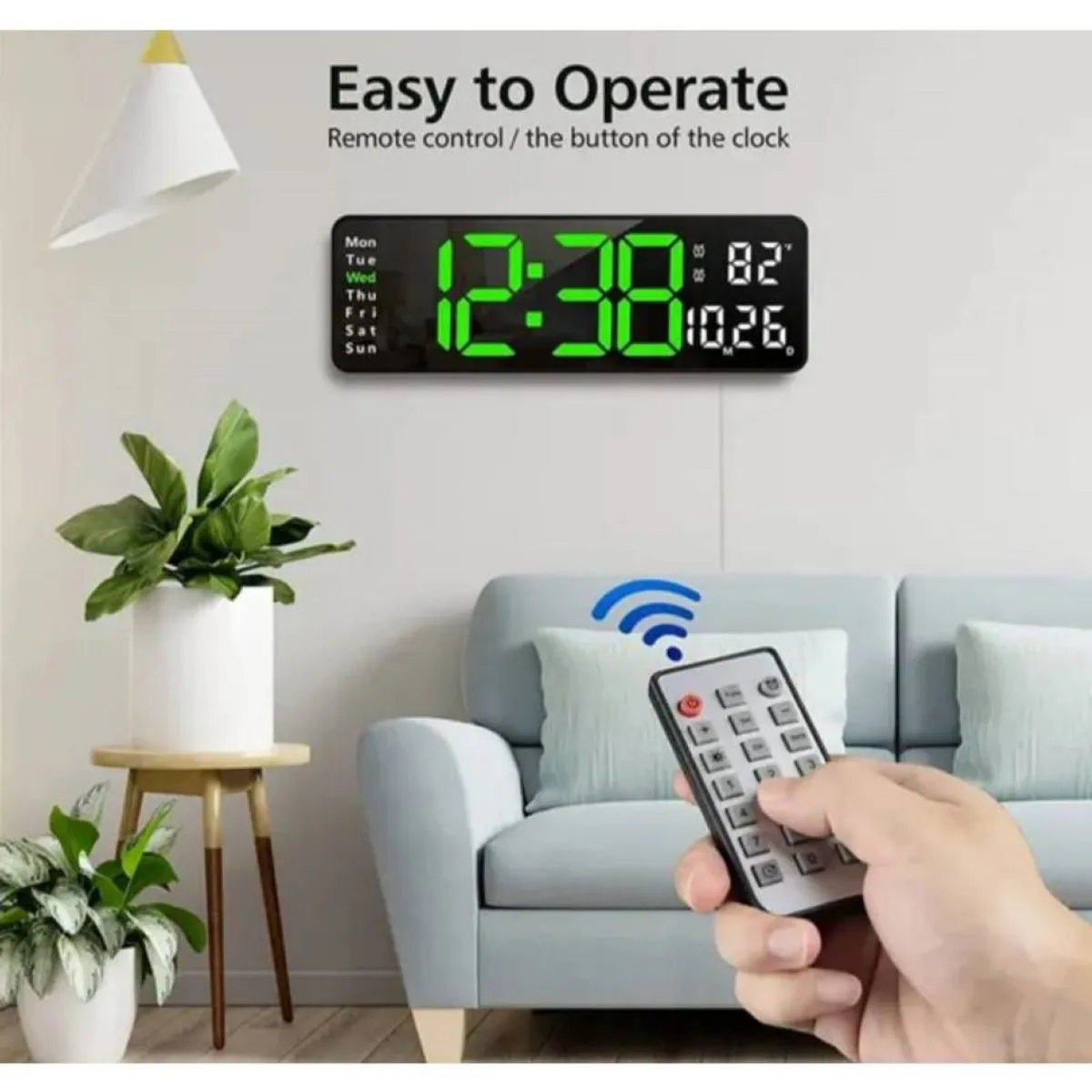 GENERICO - Reloj de Pared Digital Led con Control Remoto