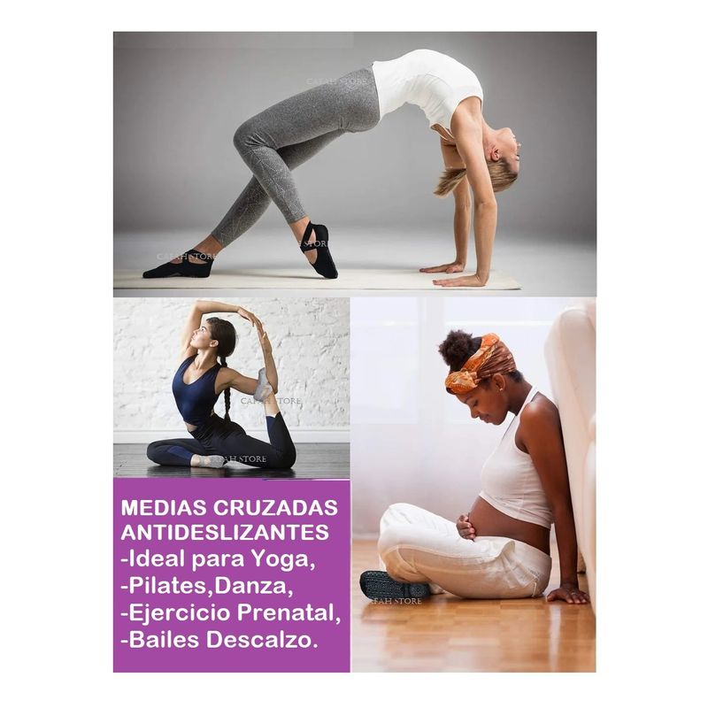 OEM - MEDIAS ANTIDESLIZANTES CINTAS CRUZADAS PILATES YOGA PRENATAL DANZA