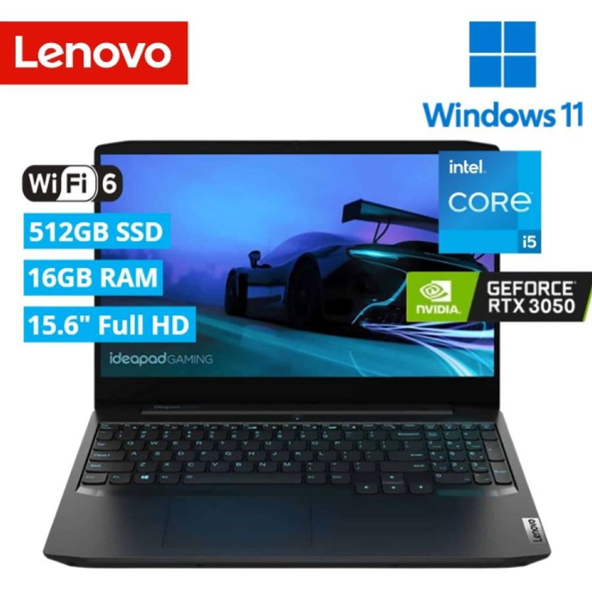 LENOVO - Laptop Lenovo Ideapad Gaming 3 15.6” FHD Core i5-11320H 16GB SSD 512GB RTX3050 4GB Windows 11