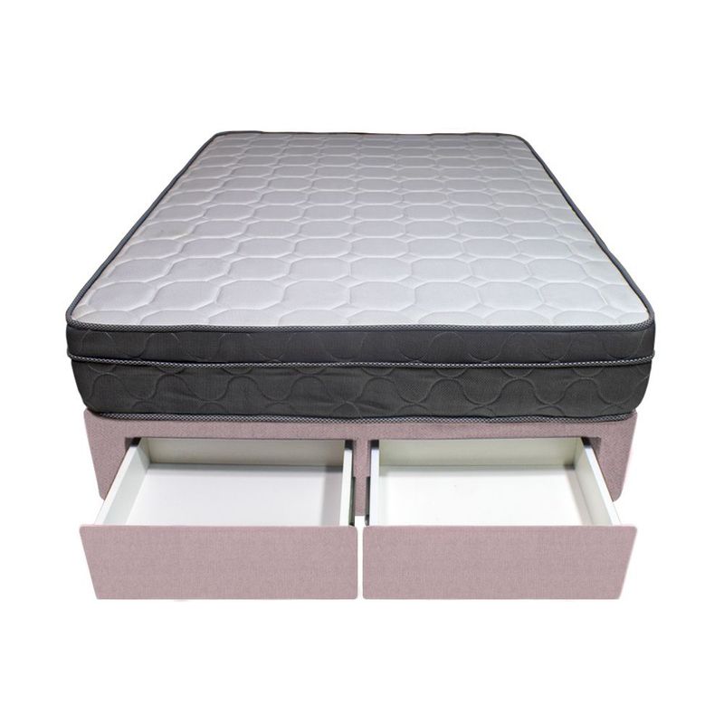 BARAKA HOME - Cama Turin + 2 Cajones 1.5 Plz + 1 Almohada - Rosado
