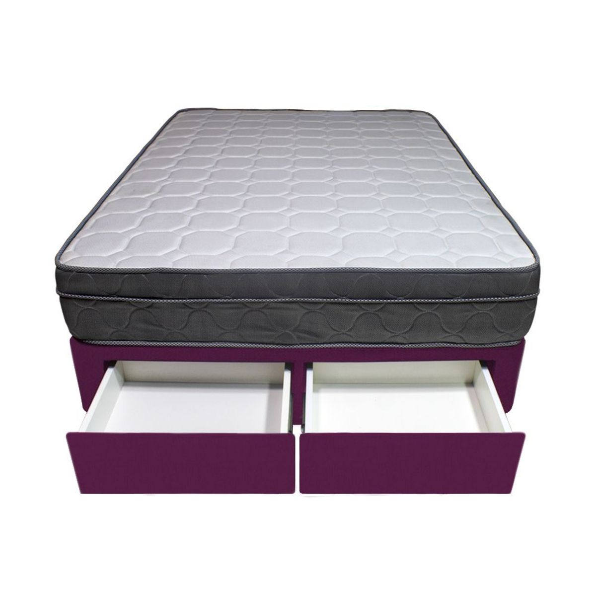 BARAKA HOME - Cama Turin + 2 Cajones 1.5 Plz + 1 Almohada - Purpura
